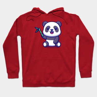 Cute Panda With Bamboo Cartoon Vector Icon Illustration (2) Hoodie